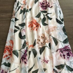 Calvin Klein Collection Floral A-Line Skirt - Cream and Multicolor